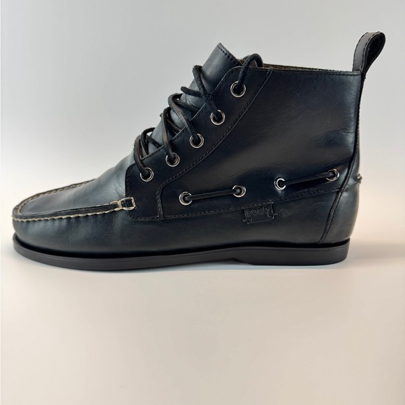 Polo Ralph Lauren Black Leather Chukka Boots - Picture 3 of 8